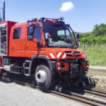 Unimog deplasare mixtă rutieră-feroviară